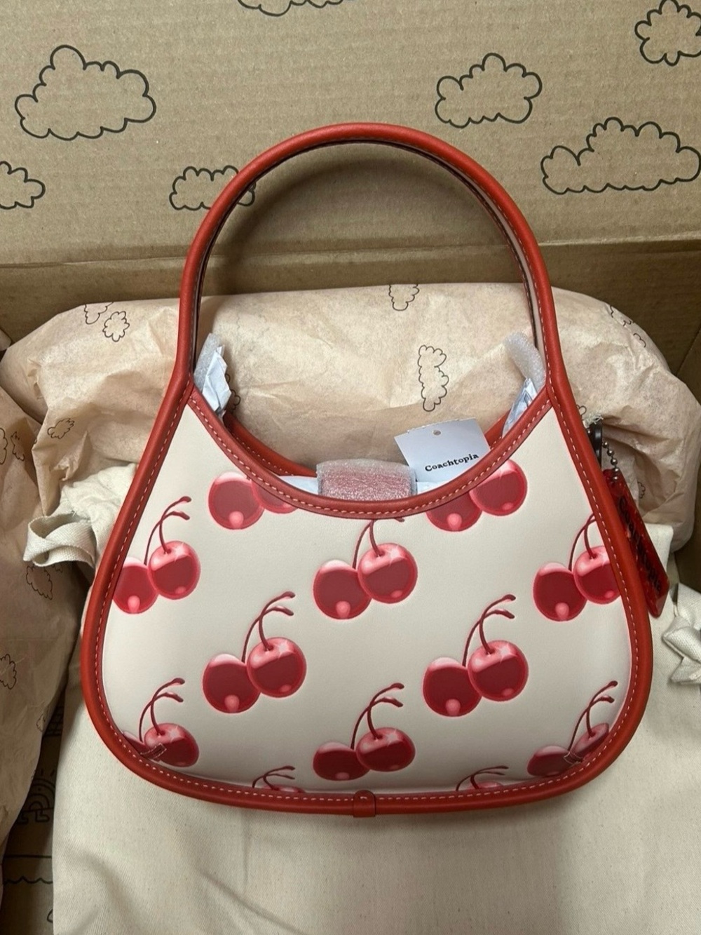 NWT COACH CHERRY PRINT COACHTOPIA SHOULDER BAG (Sold Out In Stores and Online) - Picture 6 of 11